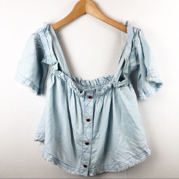 R + J Couture Light Chambray Cold Shoulder M - Picture 2 of 7